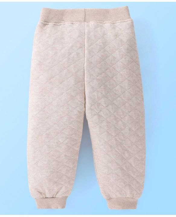 Babyhug Cotton Looper Full Length Lounge Pant Checkered - Cream