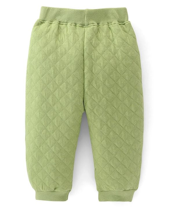 Babyhug Cotton Looper Full Length Lounge Pant With Solid Colour - Green