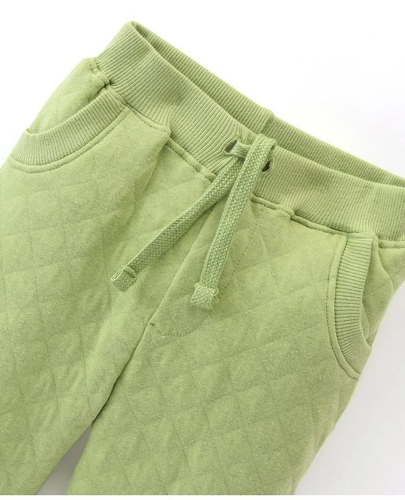 Babyhug Cotton Looper Full Length Lounge Pant With Solid Colour - Green