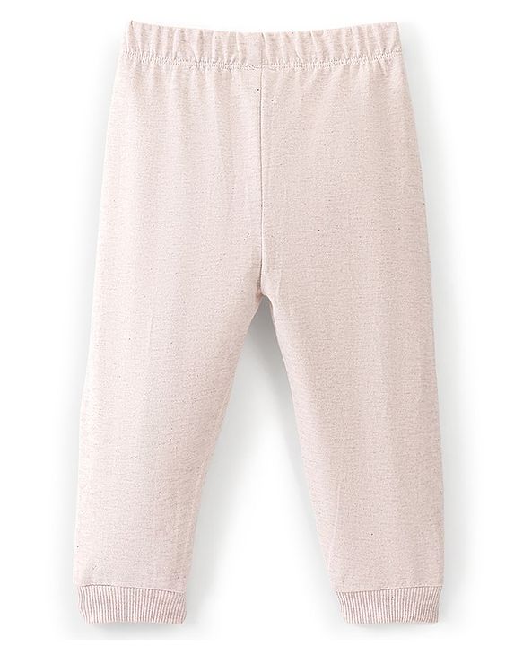 Babyhug Cotton Looper Full Length Lounge Pant Bear Face Printed - Cream