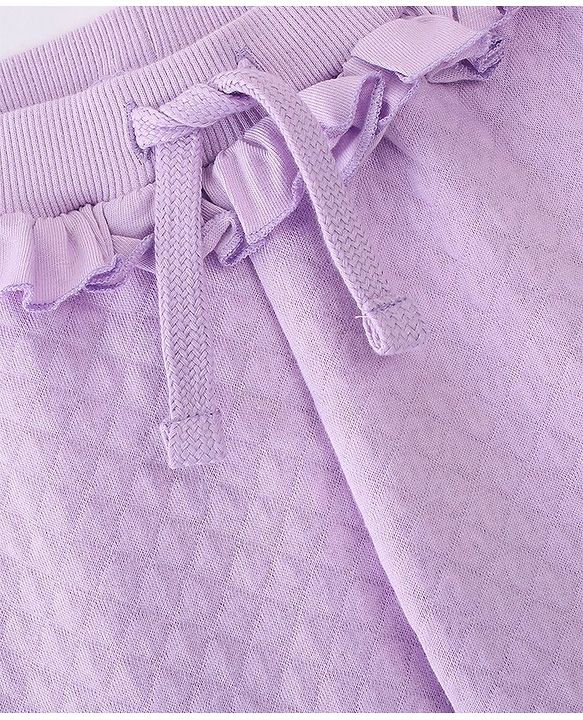 Babyhug Quilted Cotton Looper Full Length Solid Lounge Pant  - Lavender