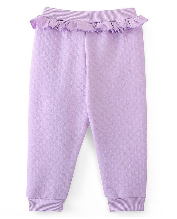 Babyhug Quilted Cotton Looper Full Length Solid Lounge Pant  - Lavender