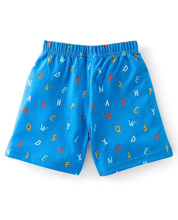 Babyhug Cotton Knit Shorts Striped & Stars Print Pack of 3 - Red Yellow & Blue
