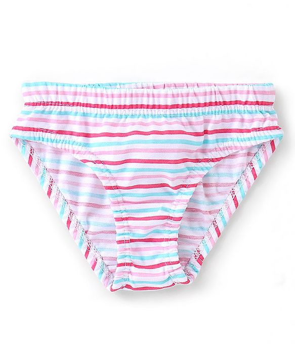Babyhug 100% Cotton Panties With Floral Print Pack of 3 - Pink & Blue