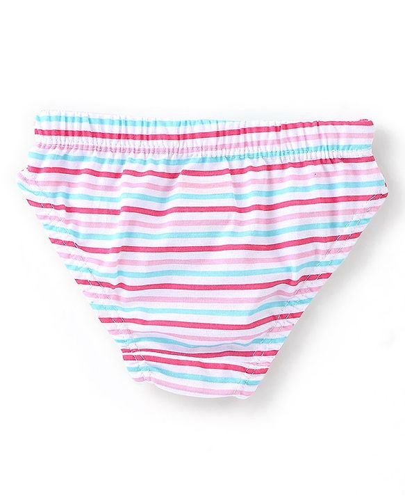 Babyhug 100% Cotton Panties With Floral Print Pack of 3 - Pink & Blue