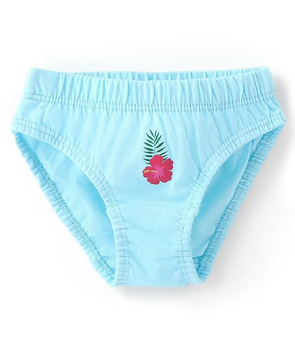 Babyhug 100% Cotton Panties With Floral Print Pack of 3 - Pink & Blue