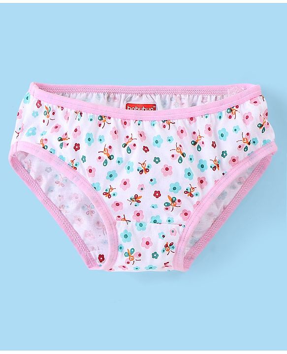 Babyhug 100% Cotton Knit Floral & Polka Dots Printed Panties Pack of 3 - Pink & White