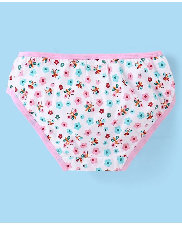 Babyhug 100% Cotton Knit Floral & Polka Dots Printed Panties Pack of 3 - Pink & White