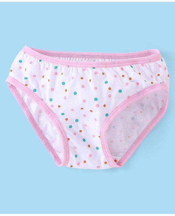 Babyhug 100% Cotton Knit Floral & Polka Dots Printed Panties Pack of 3 - Pink & White