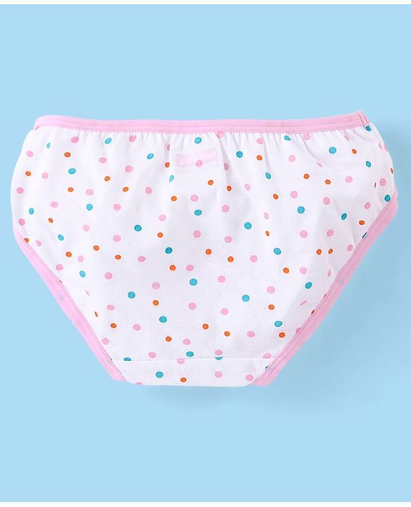 Babyhug 100% Cotton Knit Floral & Polka Dots Printed Panties Pack of 3 - Pink & White