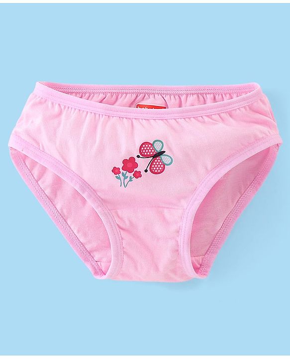 Babyhug 100% Cotton Knit Floral & Polka Dots Printed Panties Pack of 3 - Pink & White
