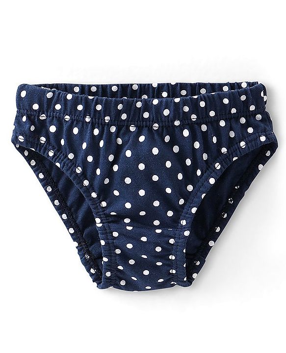 Babyhug 100% Cotton Panties With Polka Dots & Floral Print Pack Of 3 - Navy Blue Red & Pink