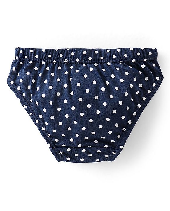 Babyhug 100% Cotton Panties With Polka Dots & Floral Print Pack Of 3 - Navy Blue Red & Pink