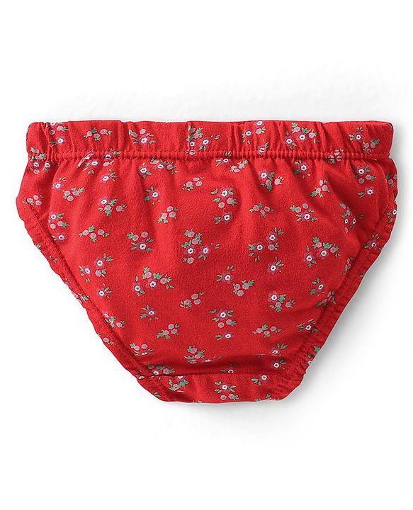 Babyhug 100% Cotton Panties With Polka Dots & Floral Print Pack Of 3 - Navy Blue Red & Pink