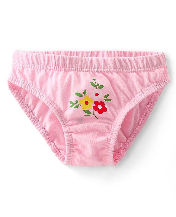 Babyhug 100% Cotton Panties With Polka Dots & Floral Print Pack Of 3 - Navy Blue Red & Pink