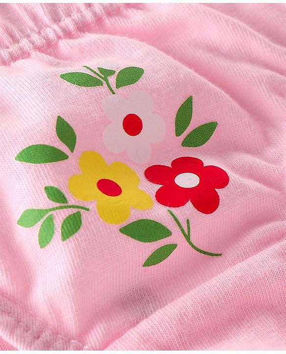 Babyhug 100% Cotton Panties With Polka Dots & Floral Print Pack Of 3 - Navy Blue Red & Pink