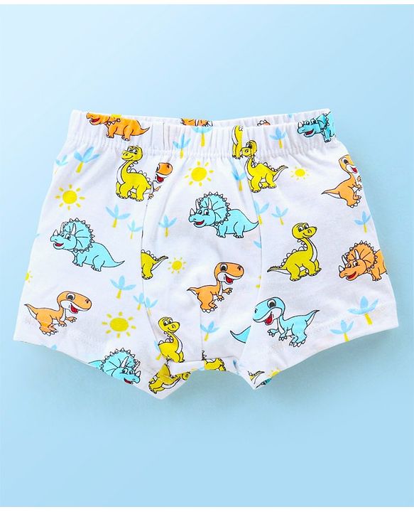 Babyhug 100% Cotton Trunk Dino Print Pack of 3 - Multicolour
