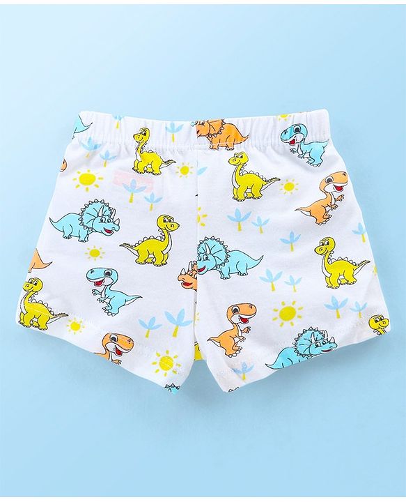 Babyhug 100% Cotton Trunk Dino Print Pack of 3 - Multicolour