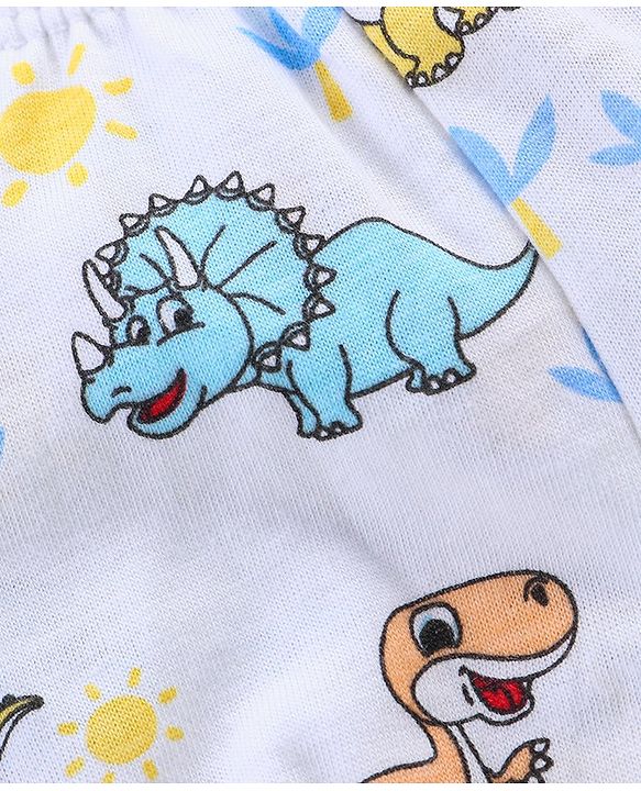 Babyhug 100% Cotton Trunk Dino Print Pack of 3 - Multicolour