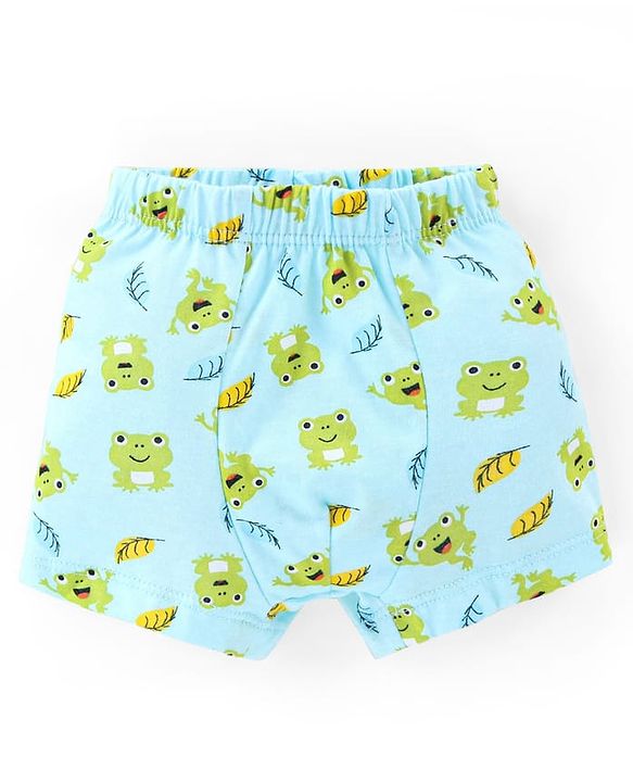 Babyhug 100% Cotton Knit Trunks Frog & Striped Print Pack of 3 - Blue & Yellow
