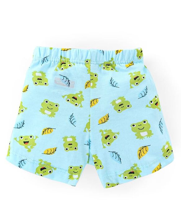 Babyhug 100% Cotton Knit Trunks Frog & Striped Print Pack of 3 - Blue & Yellow