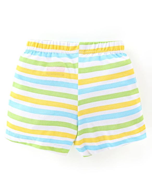 Babyhug 100% Cotton Knit Trunks Frog & Striped Print Pack of 3 - Blue & Yellow