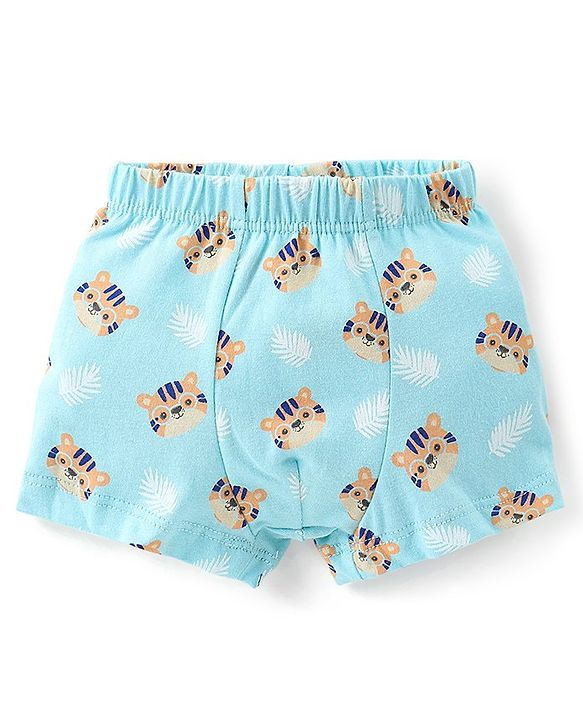 Babyhug 100% Cotton Trunks Stripes & Tiger Print Pack of 3- Blue & Orange