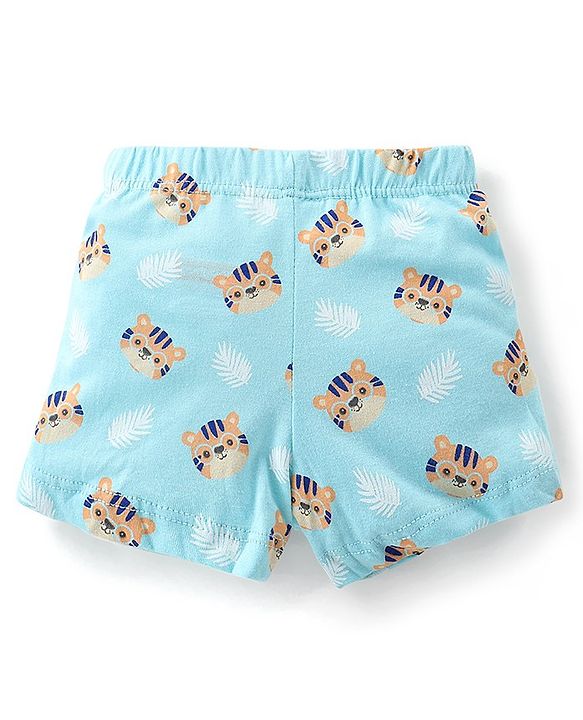 Babyhug 100% Cotton Trunks Stripes & Tiger Print Pack of 3- Blue & Orange