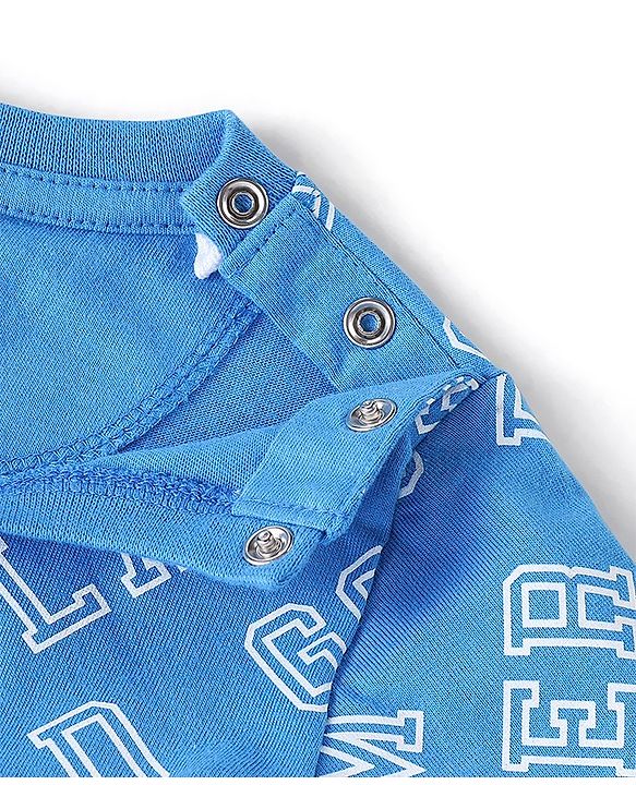 Babyhug Cotton Knit Full Sleeves T-Shirt Text Print - Blue
