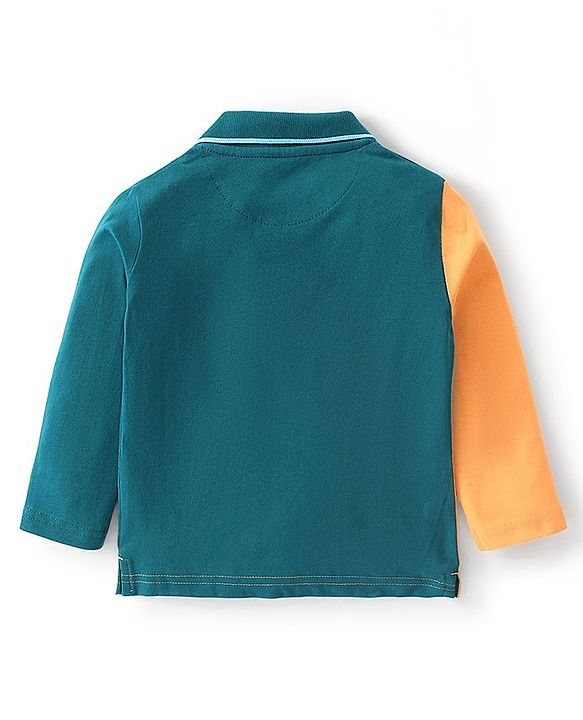 Babyhug Cotton Knit Full Sleeves Cut & Sew T-Shirt Text Print - Green Yellow & White