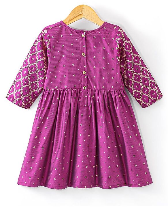 Babyhug Three Fourth Sleeves Foil Printed Kurti Pant and Dupatta - Fuchsia