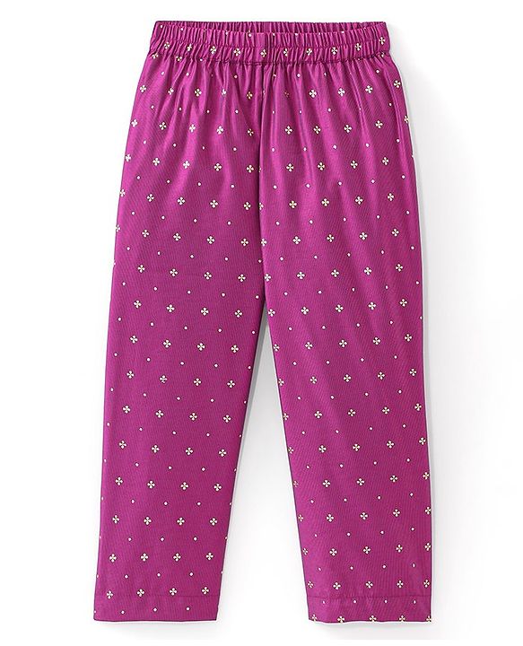 Babyhug Three Fourth Sleeves Foil Printed Kurti Pant and Dupatta - Fuchsia