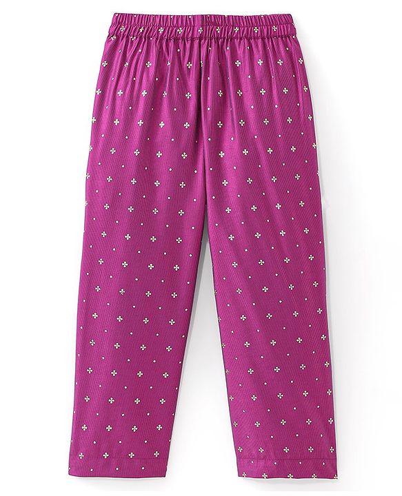 Babyhug Three Fourth Sleeves Foil Printed Kurti Pant and Dupatta - Fuchsia