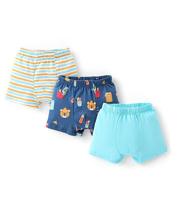 Babyhug 100% Cotton Knit Trunk Caterpillar Print Pack of 3 - Multicolour