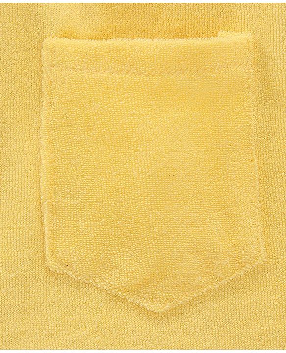Babyhug Cotton Terry Knit Full Sleeves Hooded Bath Robe Dino Embroidery - Yellow