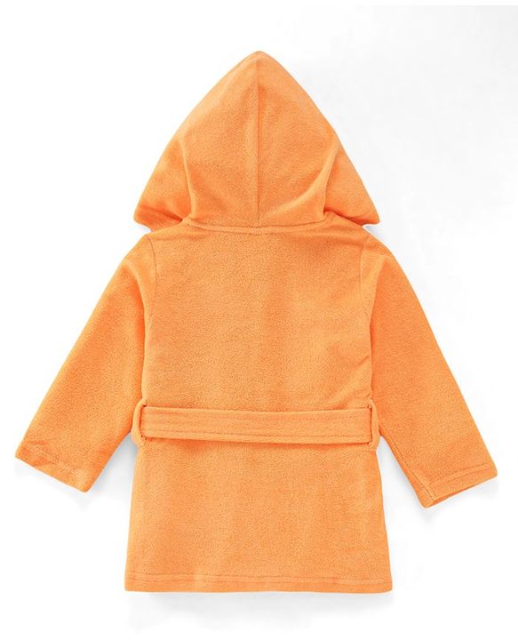 Babyhug Terry Knit Full Sleeves Hooded Bath Robe Airplane Design - Yellow