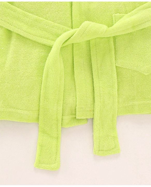 Babyhug Full Sleeves Bath Robe with Hood Tiger Patch - Green
