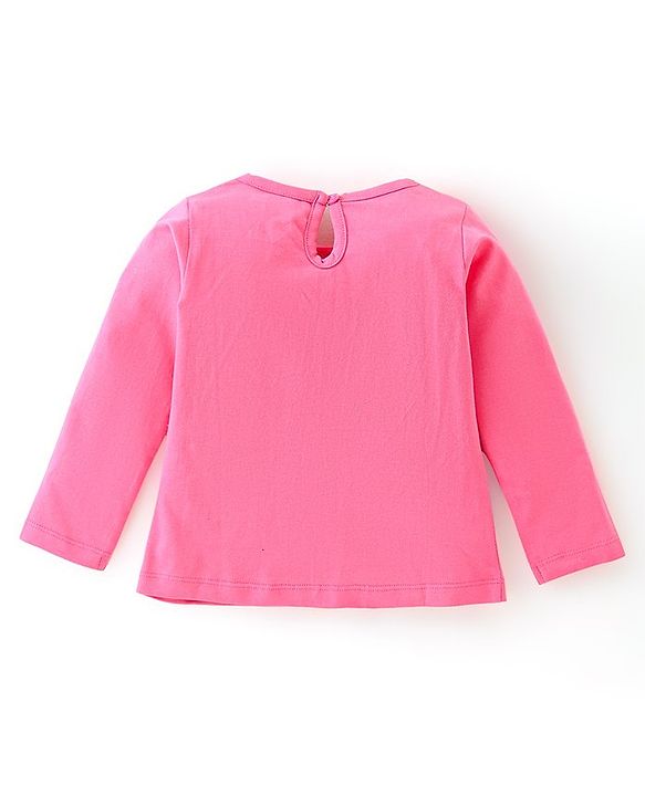 Babyhug Cotton Knit Full Sleeves T-Shirt with Star Graphics Print - Pink