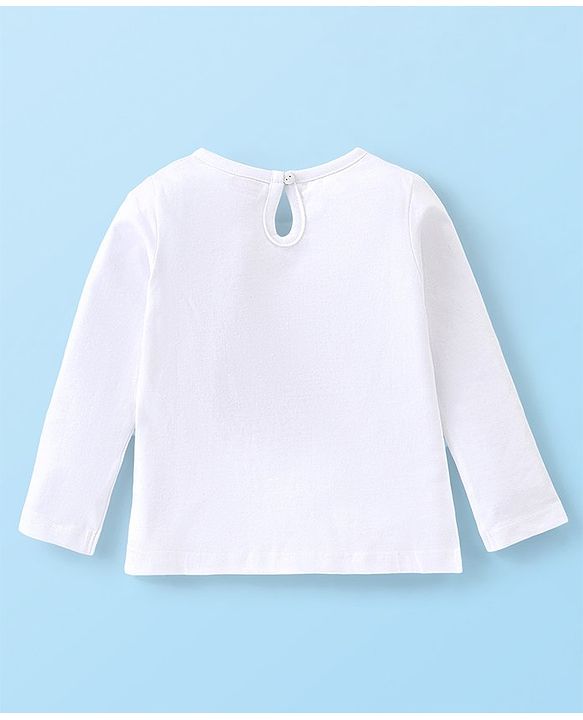 Babyhug 100% Cotton Knit Full Sleeves T-Shirt with Rainbow Graphics - White
