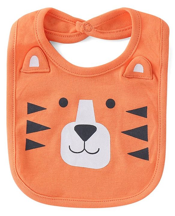 Babyhug 100% Cotton Knit Full Sleeves Onesie with Bib Lion Print - Multicolour