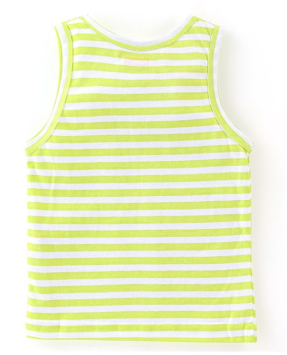Babyhug 100% Cotton Knit Sleeveless Sando Striped - Green