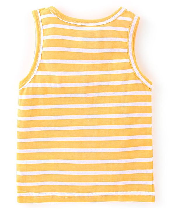 Babyhug 100% Cotton Knit Sleeveless Sando Striped - Yellow
