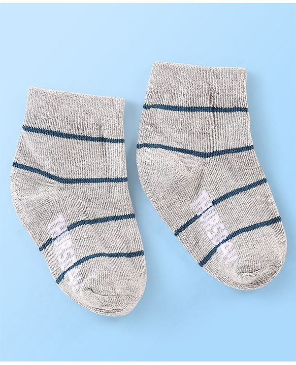 Cute Walk By Babyhug Anti Bacterial Non Terry Ankle Length Stripe Socks Pack Of 7 - Multicolor