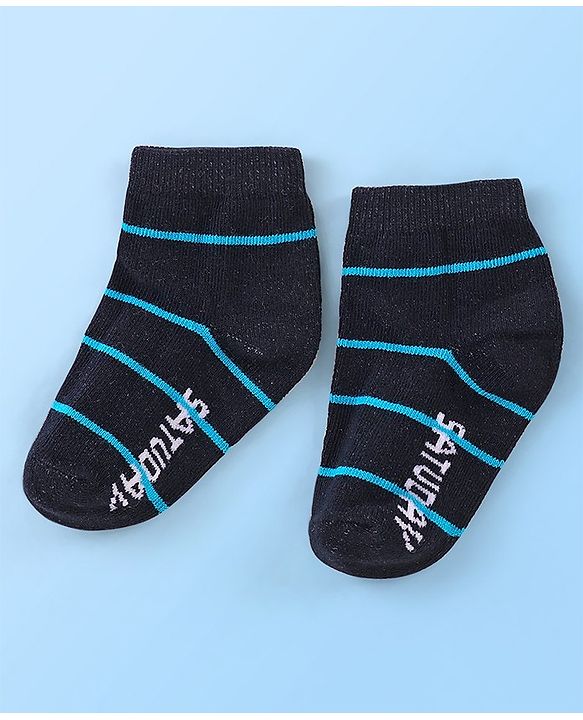 Cute Walk By Babyhug Anti Bacterial Non Terry Ankle Length Stripe Socks Pack Of 7 - Multicolor