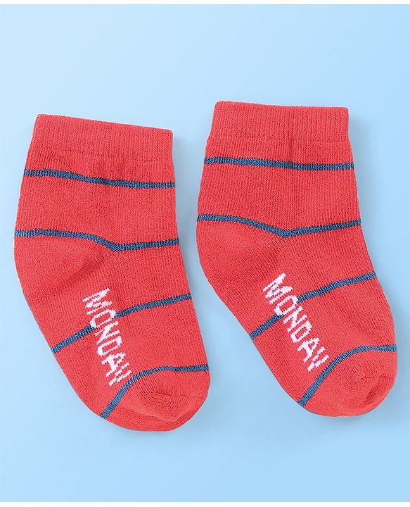 Cute Walk By Babyhug Anti Bacterial Non Terry Ankle Length Stripe Socks Pack Of 7 - Multicolor