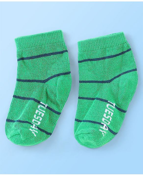 Cute Walk By Babyhug Anti Bacterial Non Terry Ankle Length Stripe Socks Pack Of 7 - Multicolor