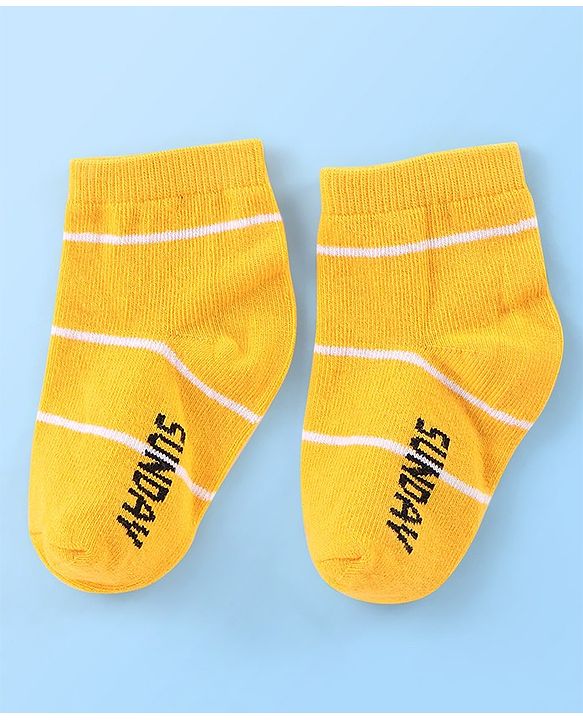 Cute Walk By Babyhug Anti Bacterial Non Terry Ankle Length Stripe Socks Pack Of 7 - Multicolor