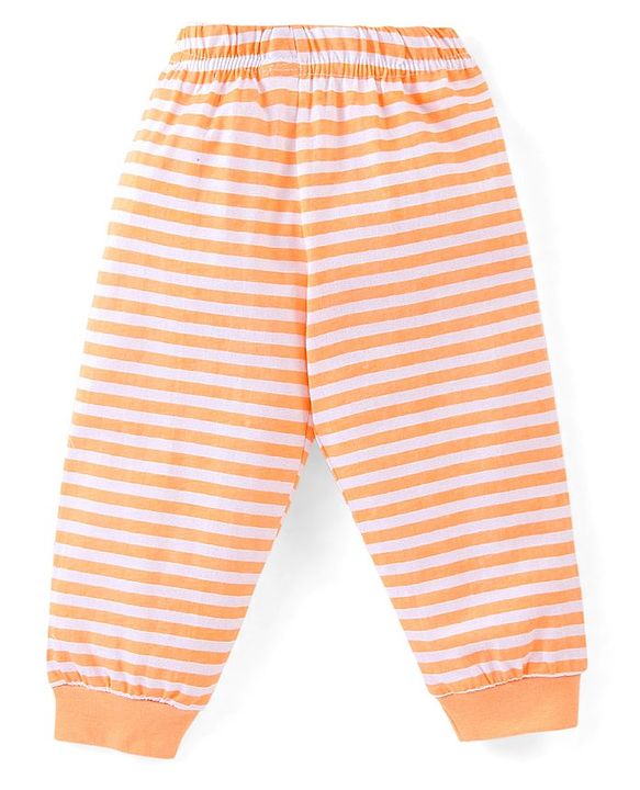 Babyhug Single Jersey Full Sleeves Night Suit with Dino Print - Orange
