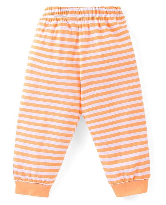 Babyhug Single Jersey Full Sleeves Night Suit with Dino Print - Orange