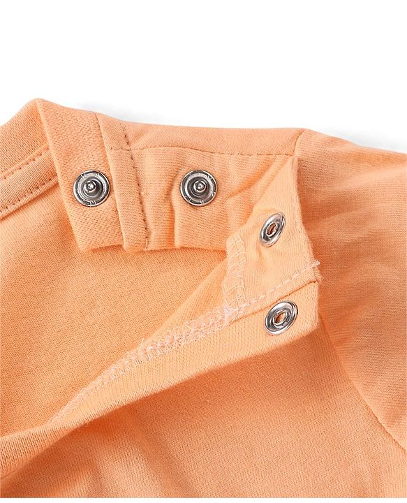 Babyhug Single Jersey Full Sleeves Night Suit with Dino Print - Orange